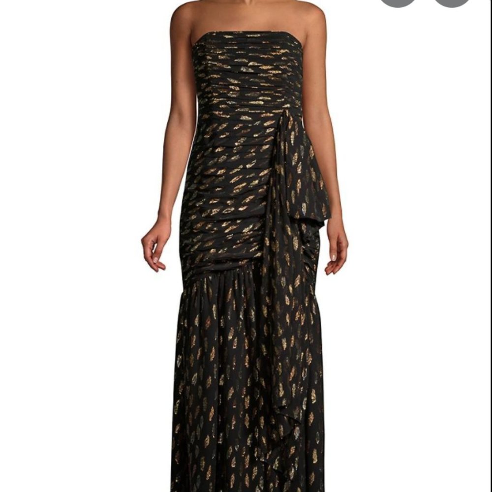 Shoshanna Samira Metallic Polka Dot Strapless Gown